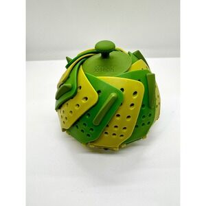Joseph Joseph Lotus Steamer Basket Green Yellow Silicone Folding Expandable 10.5
